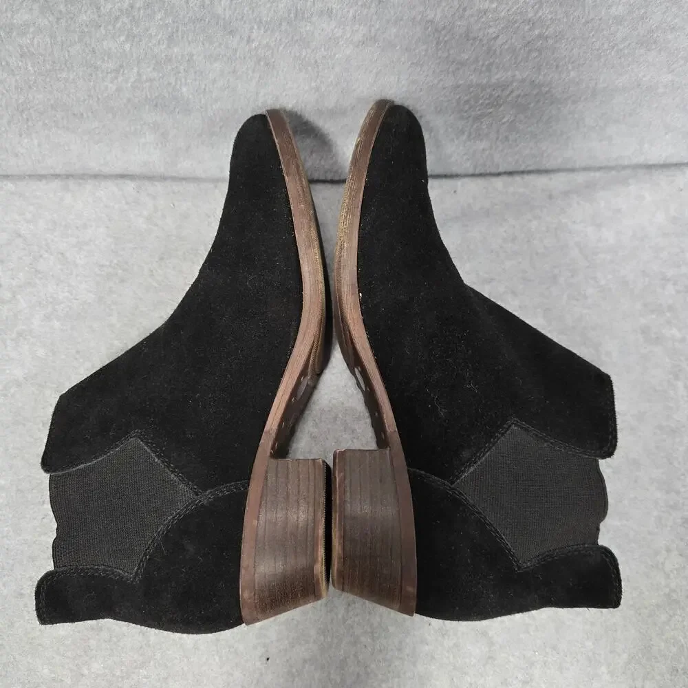 Lucky Brand Bellamy Black Suede Chelsea Ankle Booties Size 7